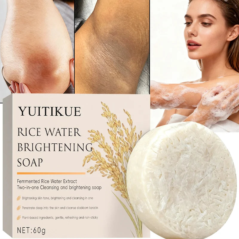 Rice Water Brightening Soap Moisturizing Cleansing Bar for Face Body