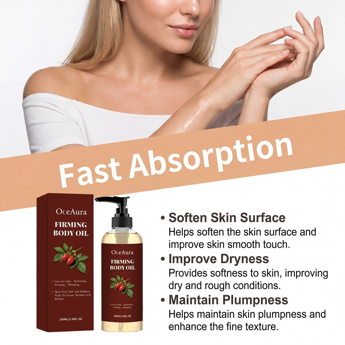 Hydrating Firming Body Oil for Skin Tightening and Elasticity