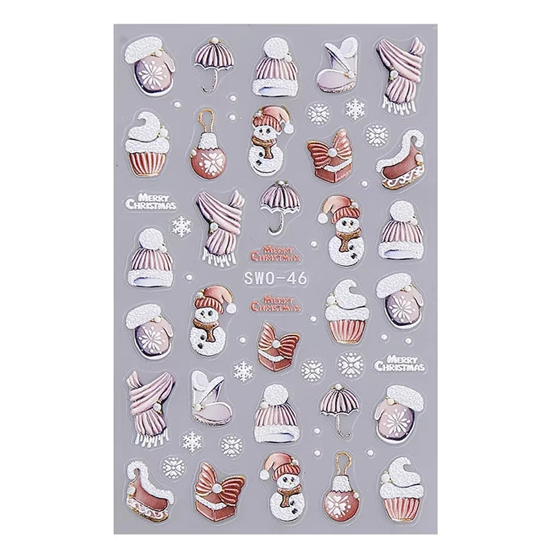 Festive Christmas Cartoon Nail Art Decals