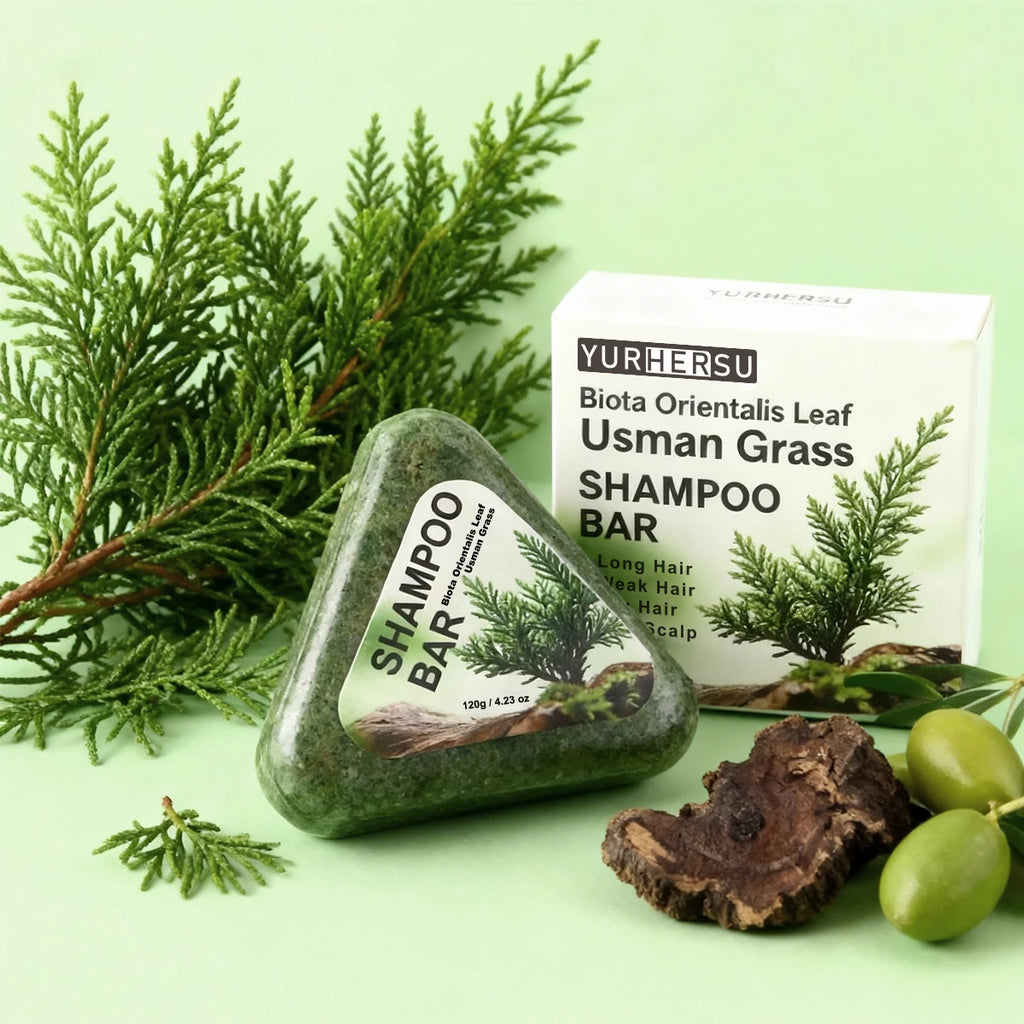 YURHERSU Usman Grass Shampoo Bar Herbal Hair Cleansing Soap 120g