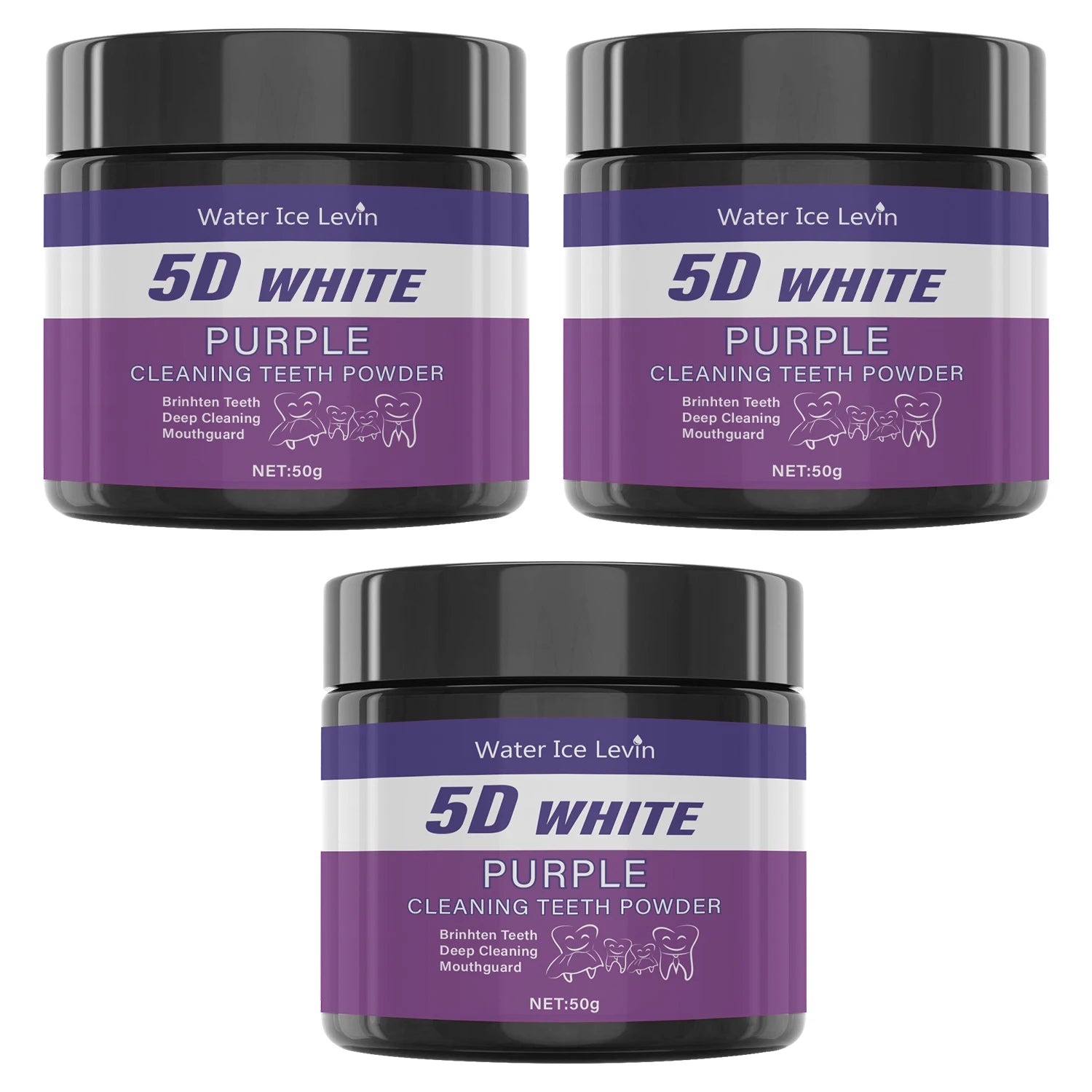 Purple Teeth Whitening Powder Charcoal Stain Remover for Brighter Smile - 8