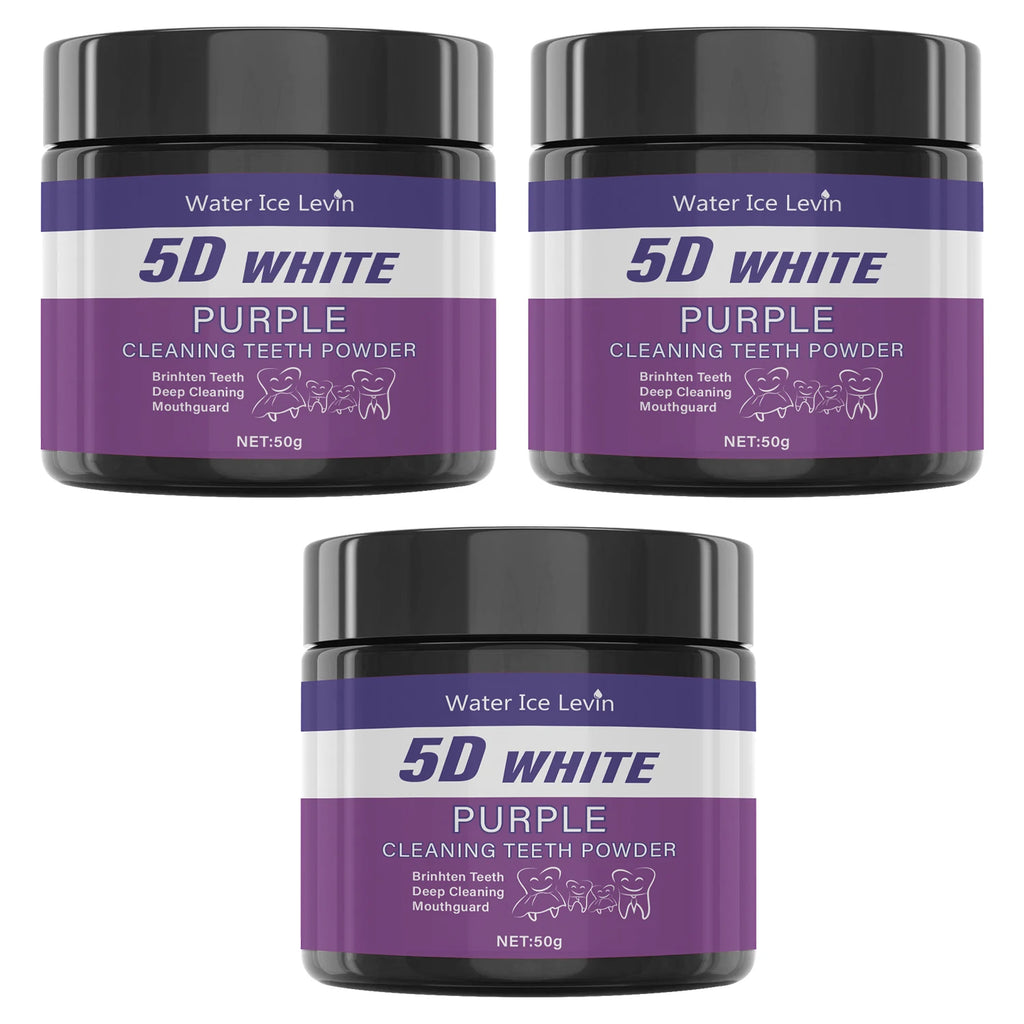 Purple Teeth Whitening Powder Charcoal Stain Remover for Brighter Smile