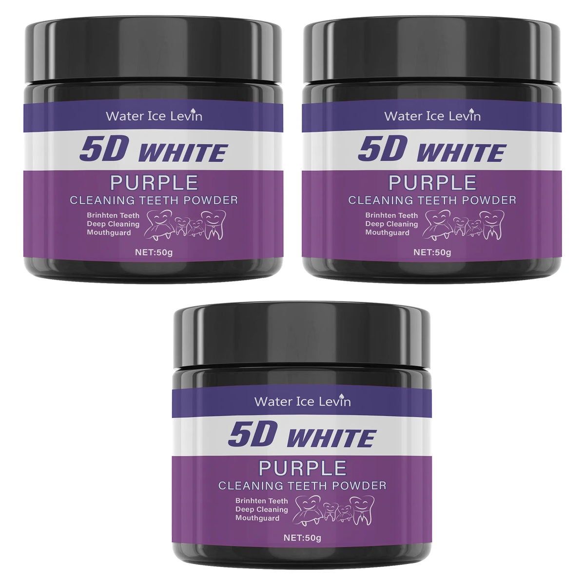 Purple Teeth Whitening Powder Charcoal Stain Remover for Brighter Smile
