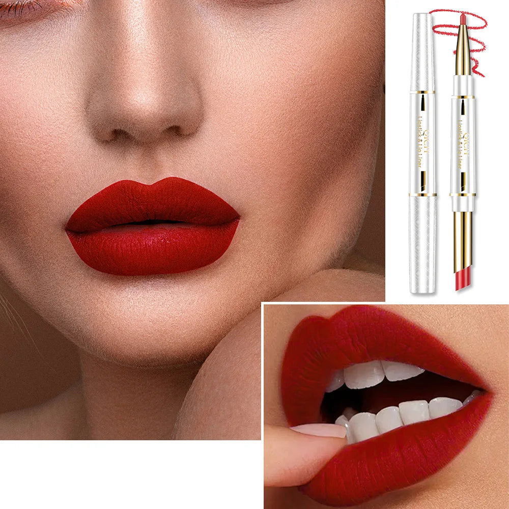 QICIY Dual Ended Lipstick and Lip Liner Long Lasting Waterproof Makeup