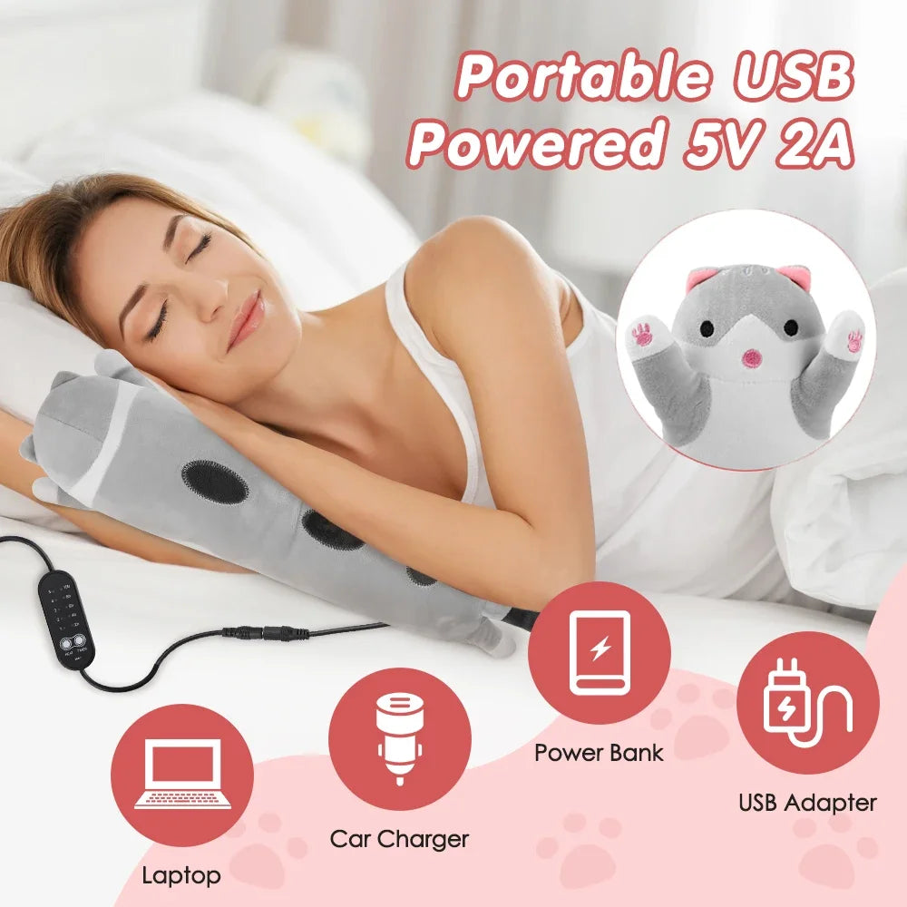 Heated Cat Hand Warmer Pillow with 5 Heat Settings