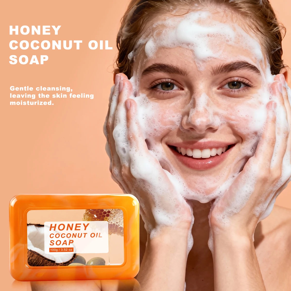 Honey Coconut Oil Soap Natural Cleansing Moisturizing Bar for Face Body - 6