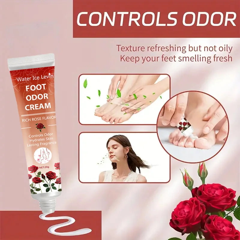 Rose Foot Deodorant Cream Long Lasting Odor Control and Moisturizer