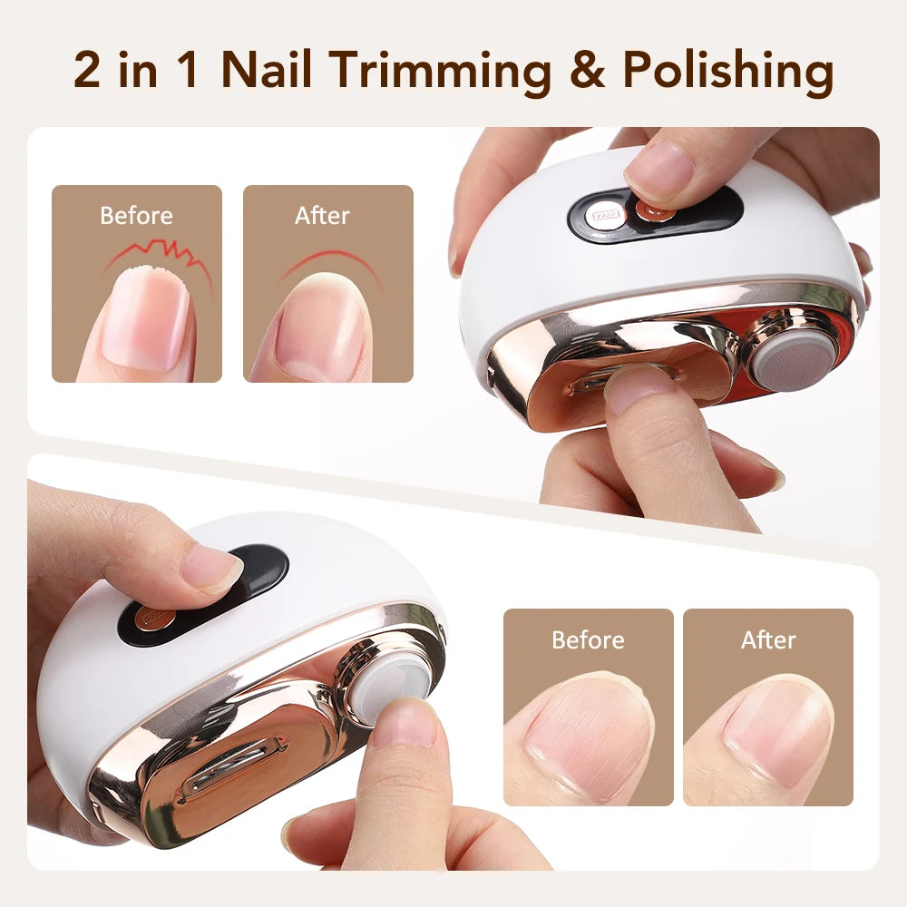 Electric Nail Trimmer and Polisher with LED Light - 2
