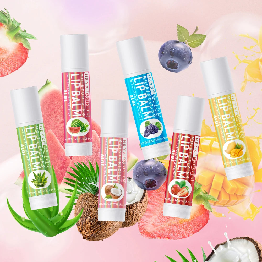 6pcs Fruit Flavor Moisturizing Lip Balm Set Assorted Berry Lip Care - 3