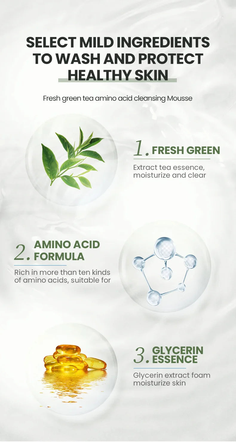 Amino Acid Facial Cleansing Mousse Deep Pore Foam Wash and Makeup Remover