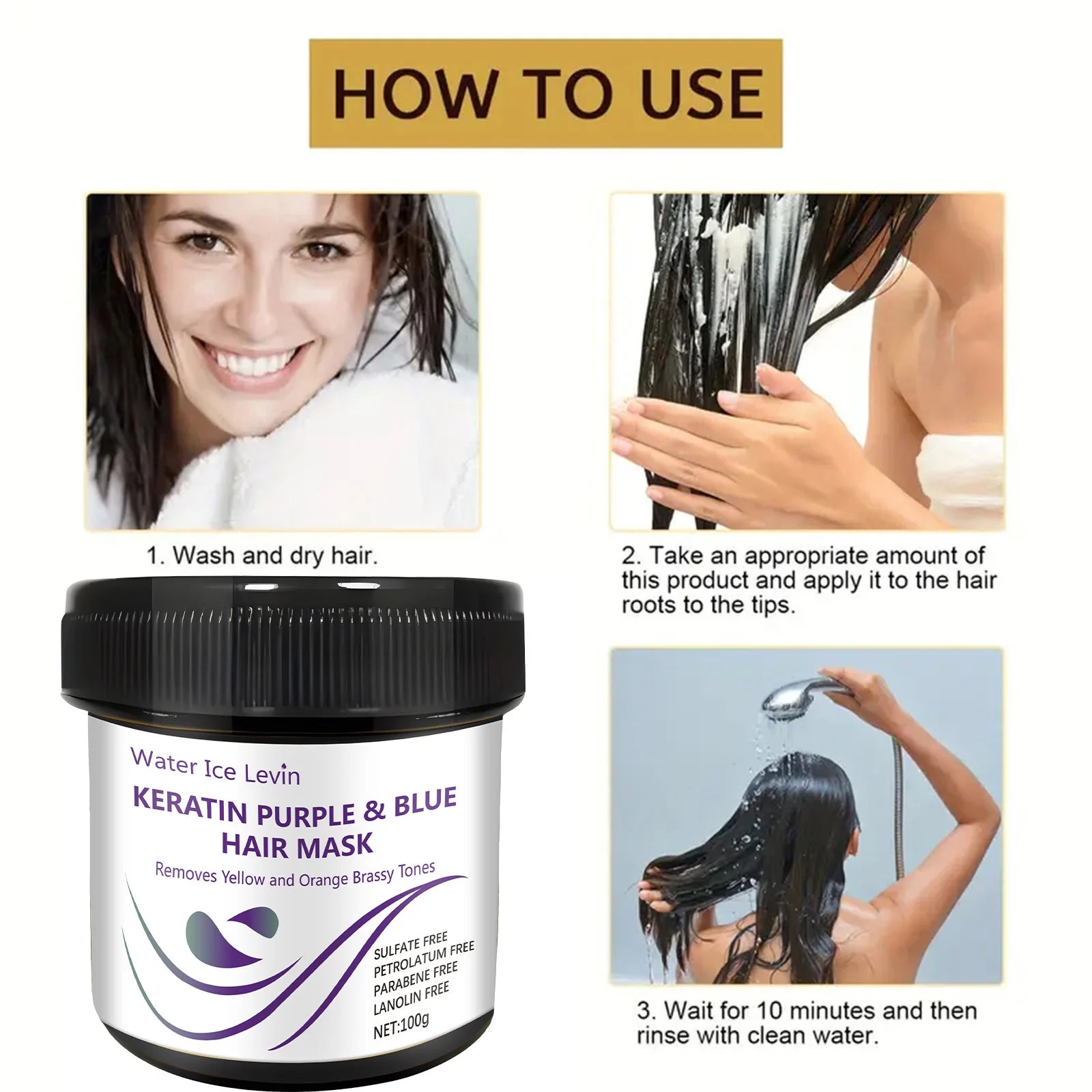 Keratin Purple and Blue Hair Mask for Removing Yellow and Orange Tones - 6