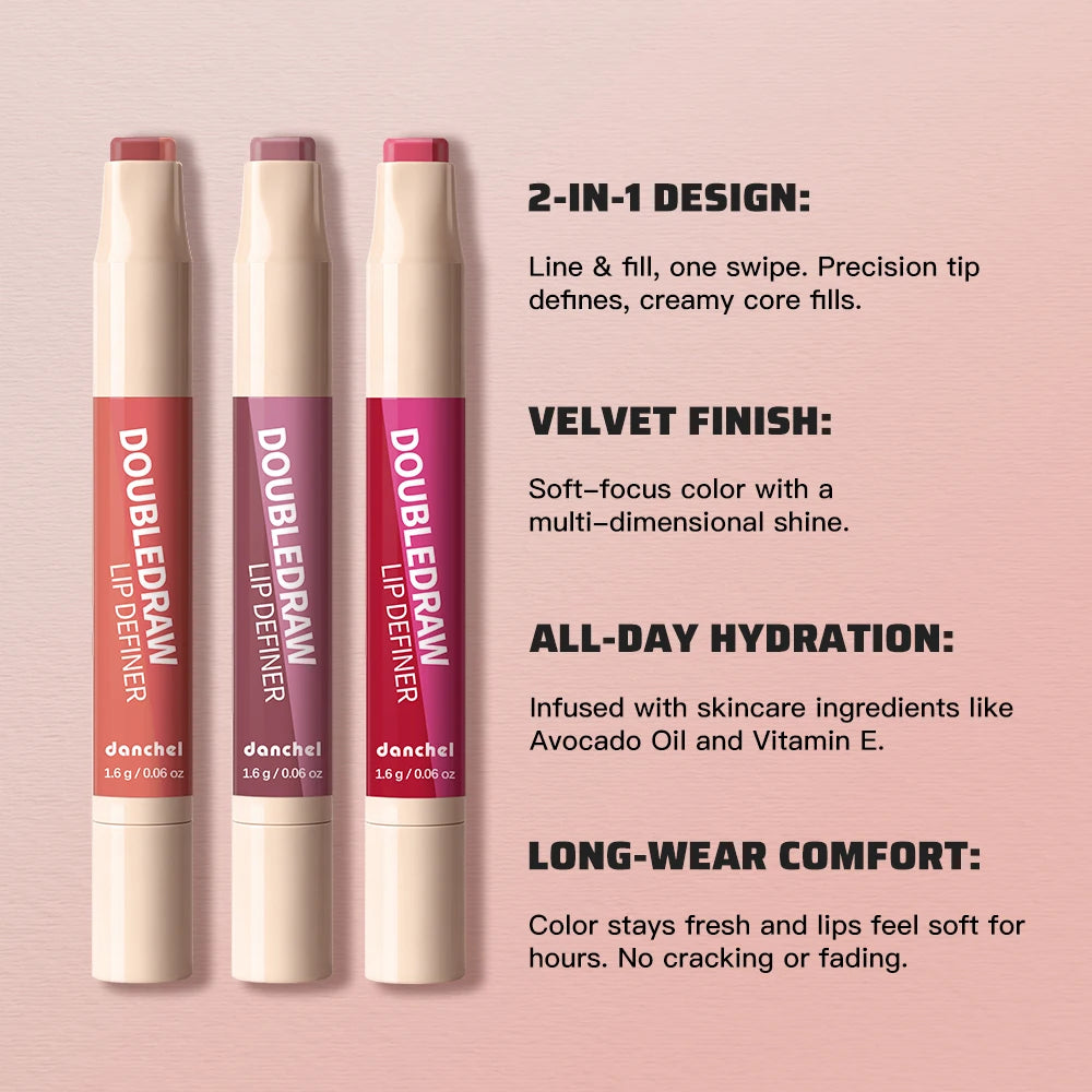 2-in-1 Lip Liner and Matte Lipstick for Long-Lasting Wear
