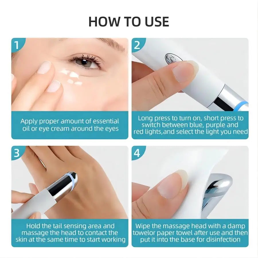 3-in-1 LED Photon Eye Massager for Dark Circles and Puffiness