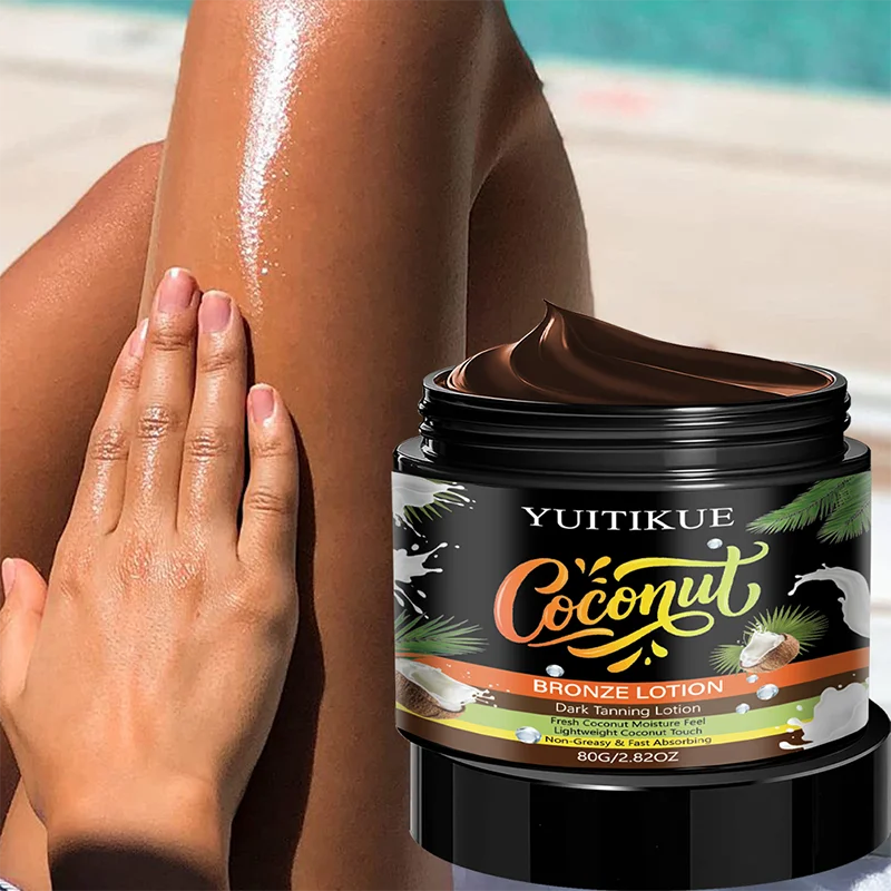 YUITIKUE Coconut Bronze Lotion Dark Tanning Cream Sunless Glow 80g