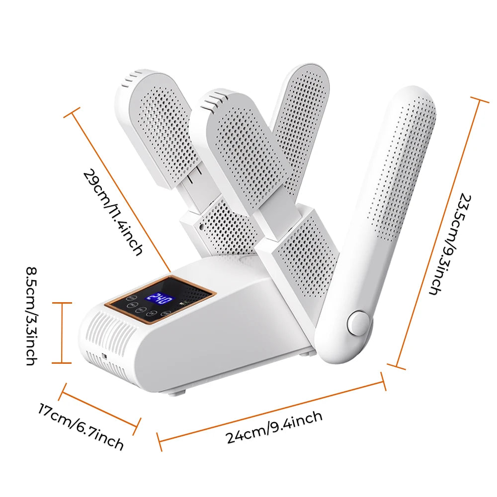Foldable Electric Shoe and Boot Dryer with Timer