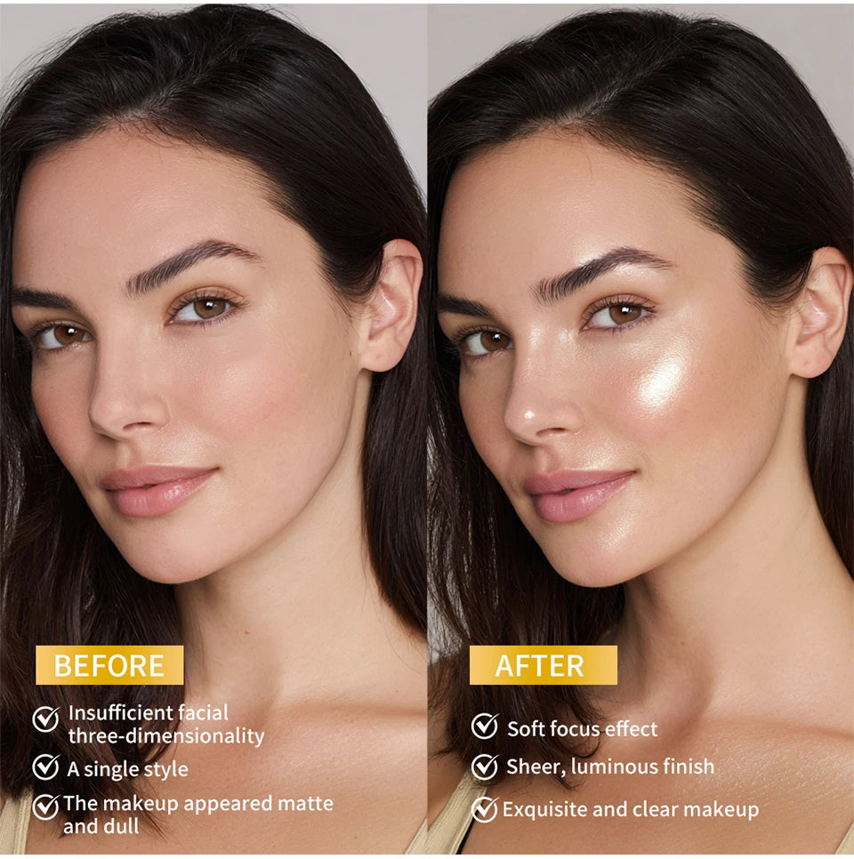 Baked Pearl Shimmer Highlighter Powder for Radiant Glow
