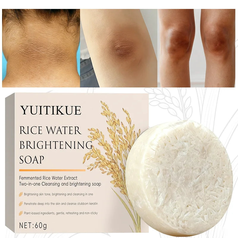 Rice Water Brightening Soap Moisturizing Cleansing Bar for Face Body