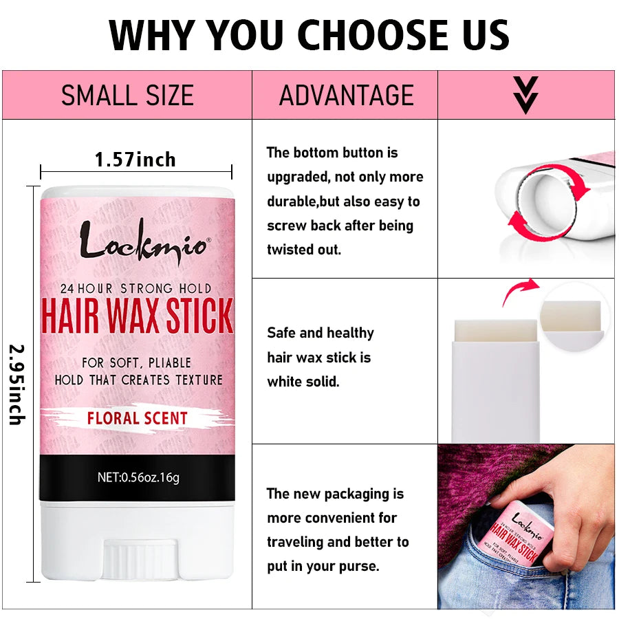 Floral Scent Hair Wax Stick for Smoothing Frizz and Flyaways 16g