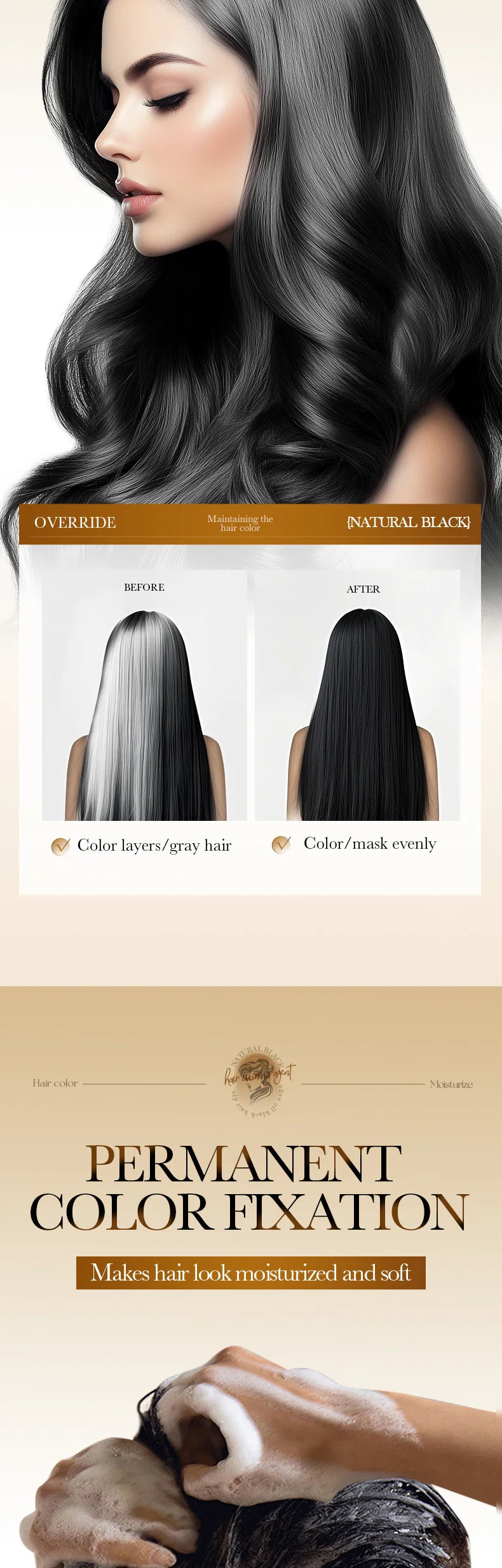 Argan Oil Hair Color Shampoo 4 in 1 Plant Extract Unisex Coloring