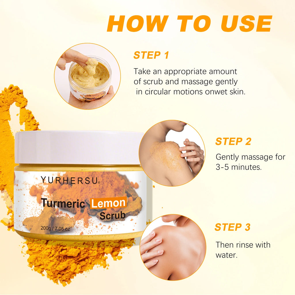 Turmeric Vitamin C Exfoliating Body Scrub Brightening Skincare 200g