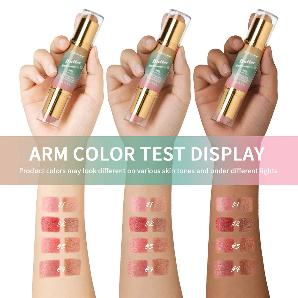 Dual-Ended Cream Bronzer and Blush Stick for Face and Lips