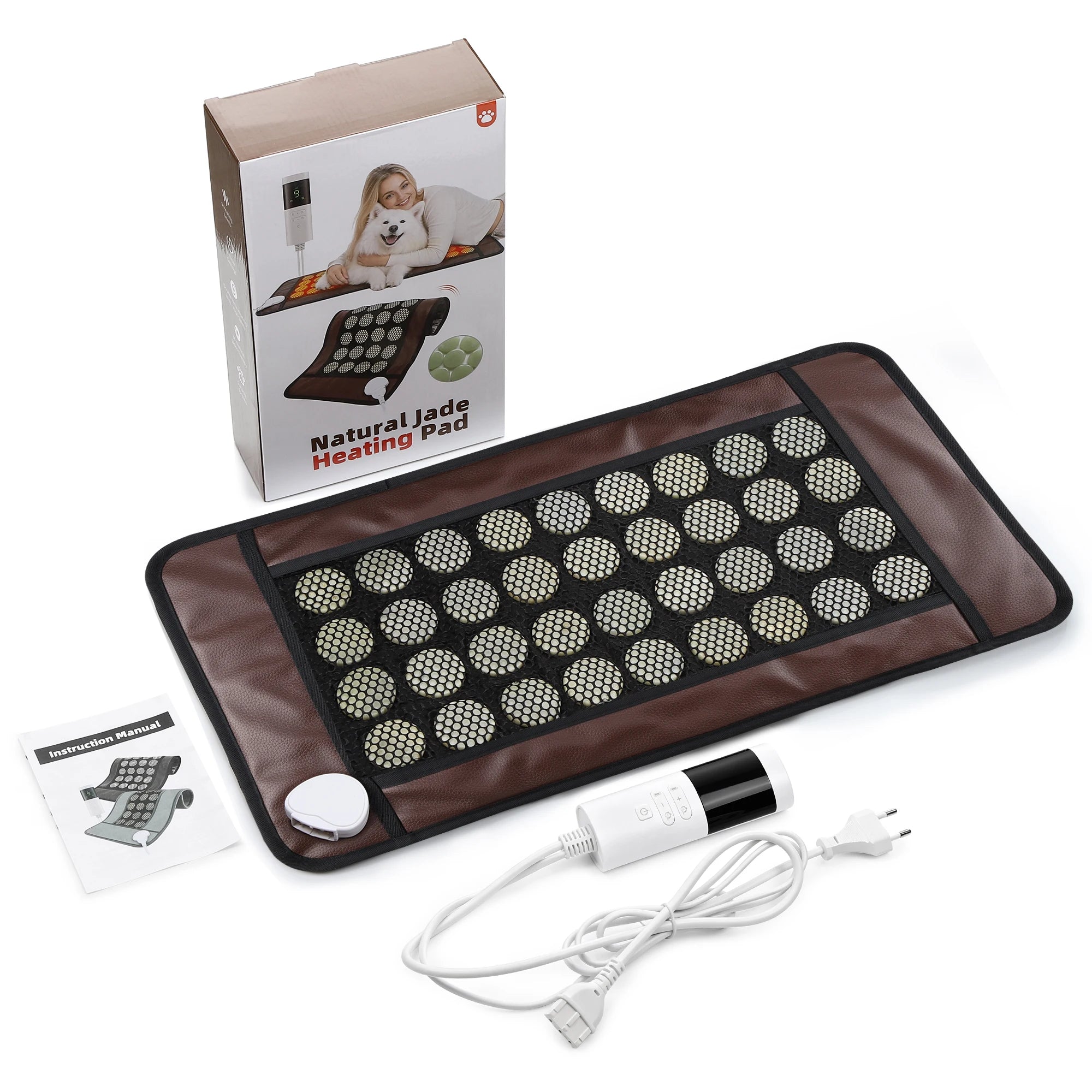 Natural Jade Stone Heating Pad for Back and Muscle Pain Relief - 18