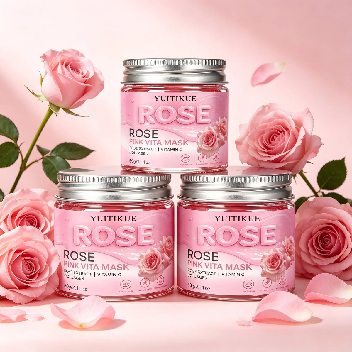YUITIKUE Rose Pink Vita Mask 60g Collagen Vitamin C Face Treatment