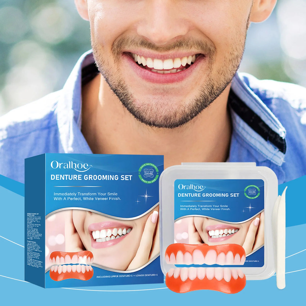 Temporary Silicone Denture Set for Smile Restoration