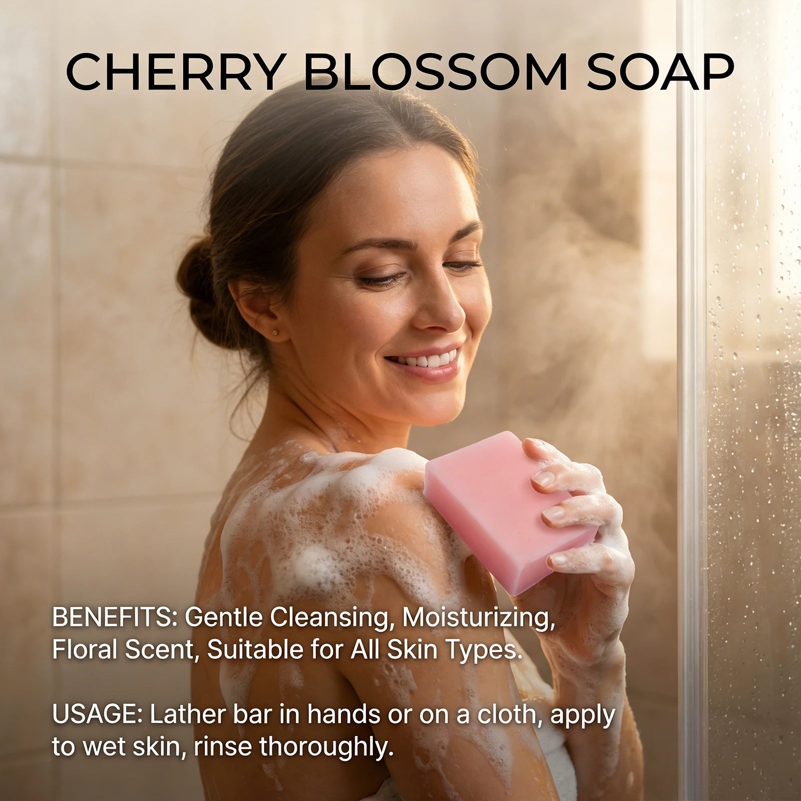 Handmade Sakura Soap Moisturizing Floral Scent Bar for Face and Body - 6
