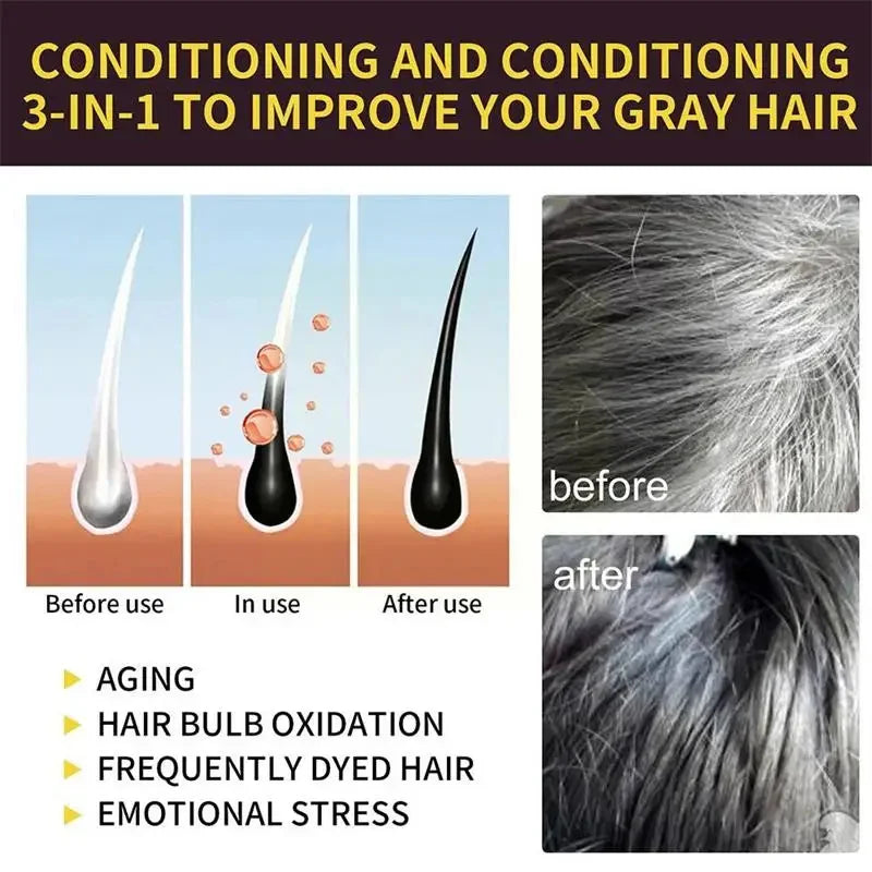 Natural Plant Herbal Extract Hair Dye Shampoo for Gray Hair Coverage