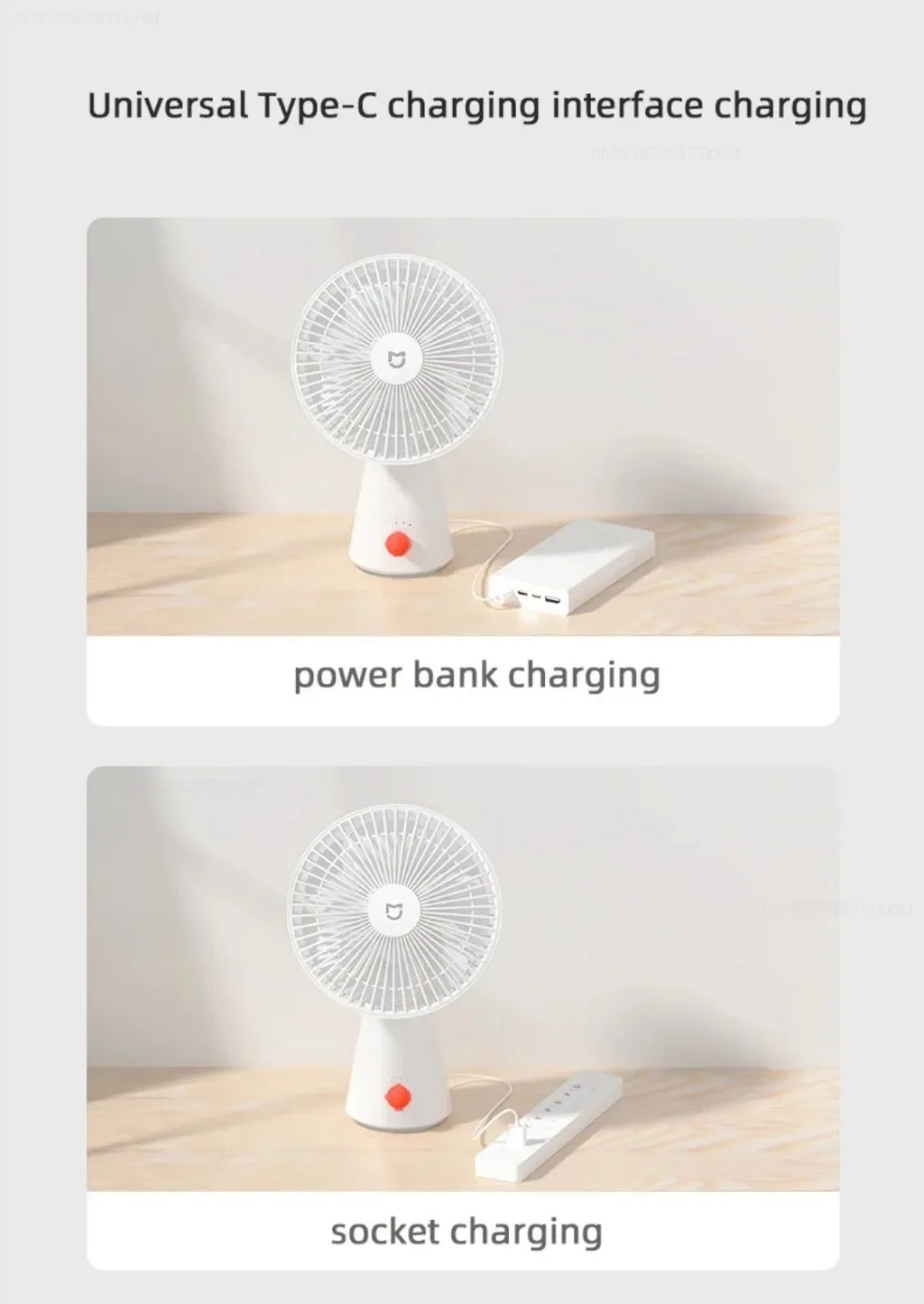 Mijia Portable Desk Fan Rechargeable USB Handheld Cooling Mini Fan