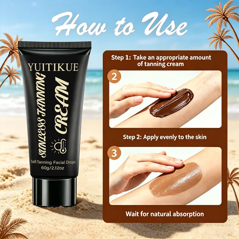 YUITIKUE Sunless Self Tanning Cream Natural Bronze Facial Bronzer 60g