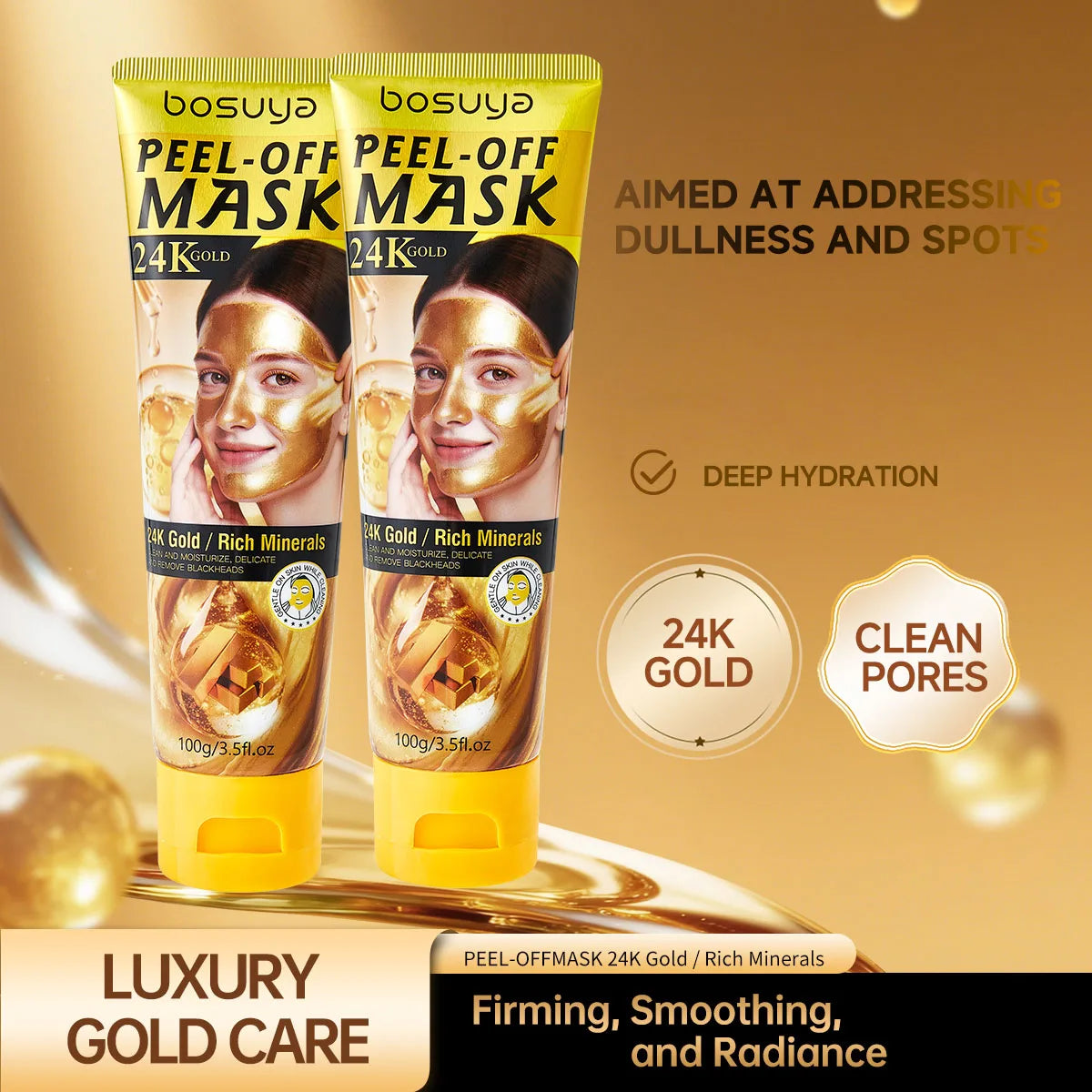 Bosuya 24K Gold Peel Off Facial Mask Deep Pore Cleansing Skin Treatment