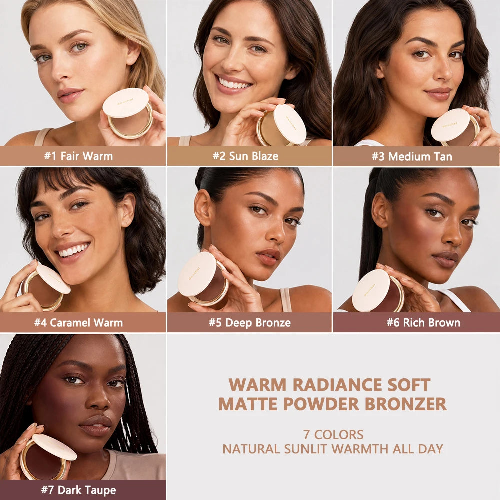 Matte Pressed Powder Bronzer for Face Contouring