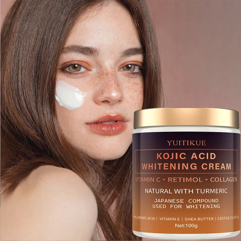 Kojic Acid Whitening Cream with Vitamin C and Turmeric for Face and Body