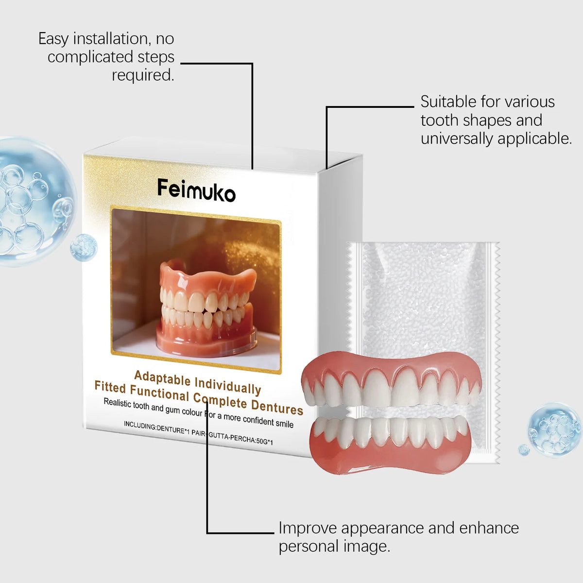 Comfort Fit Denture and Teeth Veneer Set for Immediate Smile Enhancement