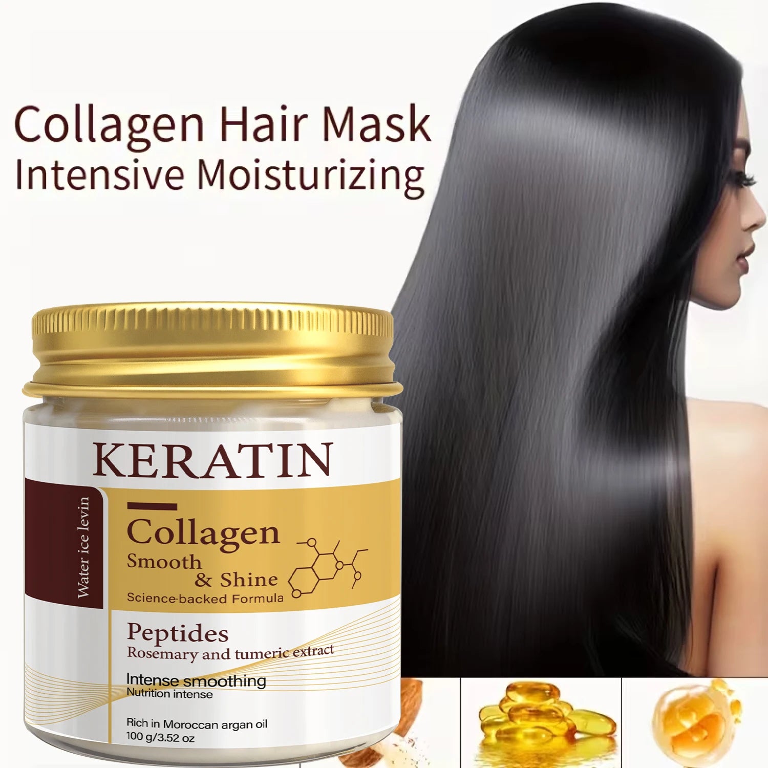 Keratin Collagen Argan Oil Hair Mask Deep Conditioning Treatment 100g