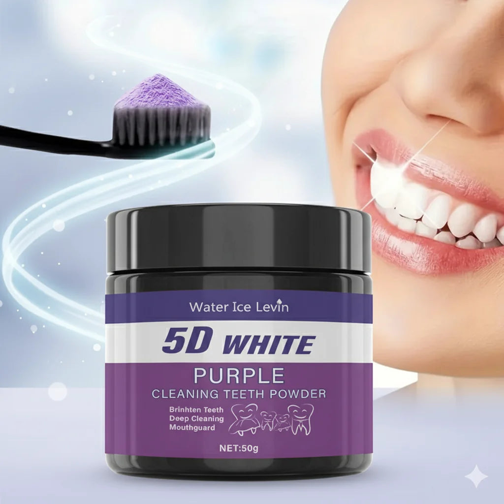 Purple Teeth Whitening Powder Charcoal Stain Remover for Brighter Smile - 5