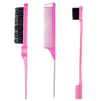 3 Piece Hair Styling Comb and Edge Control Brush Set