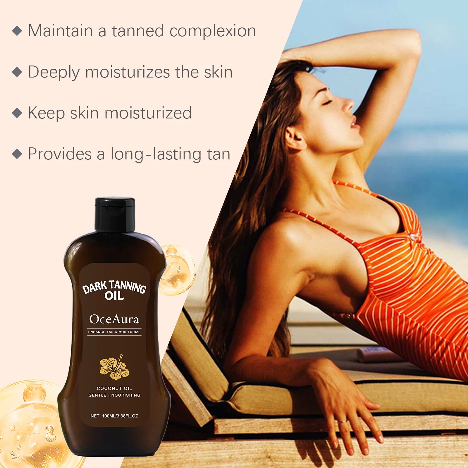 Coconut Oil Dark Tanning Body Oil for Deep Bronze Tan - 11