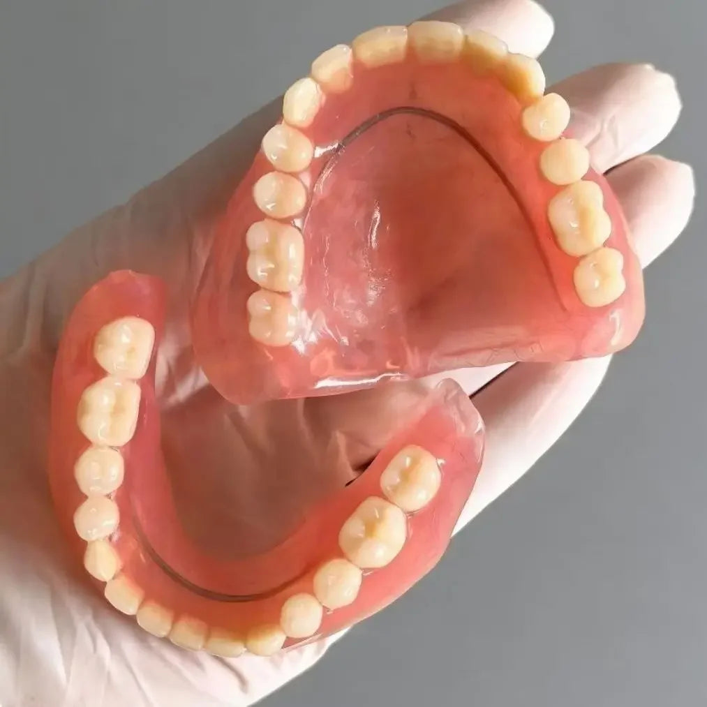 Full Mouth Denture Set with Cleaning Tools and Storage Case - 12
