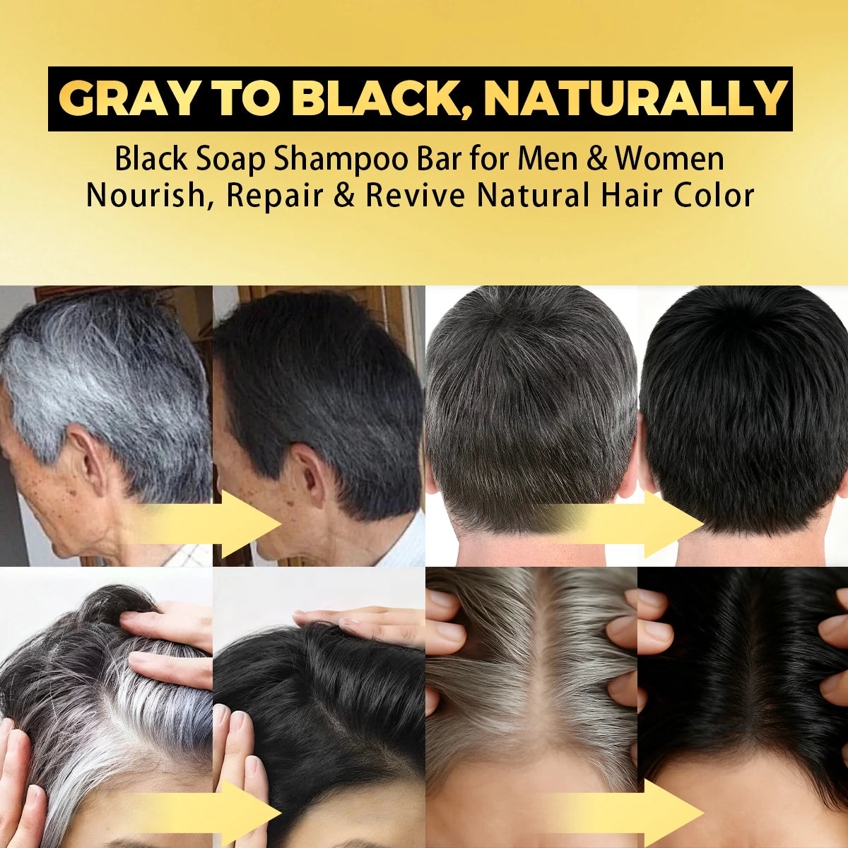 Goiple Black Hair Shampoo Bar Gray Coverage Natural Hair Darkening Soap - 8