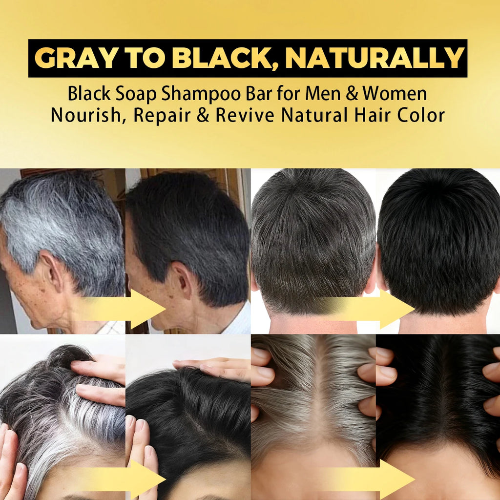 Goiple Black Hair Shampoo Bar Gray Coverage Natural Hair Darkening Soap