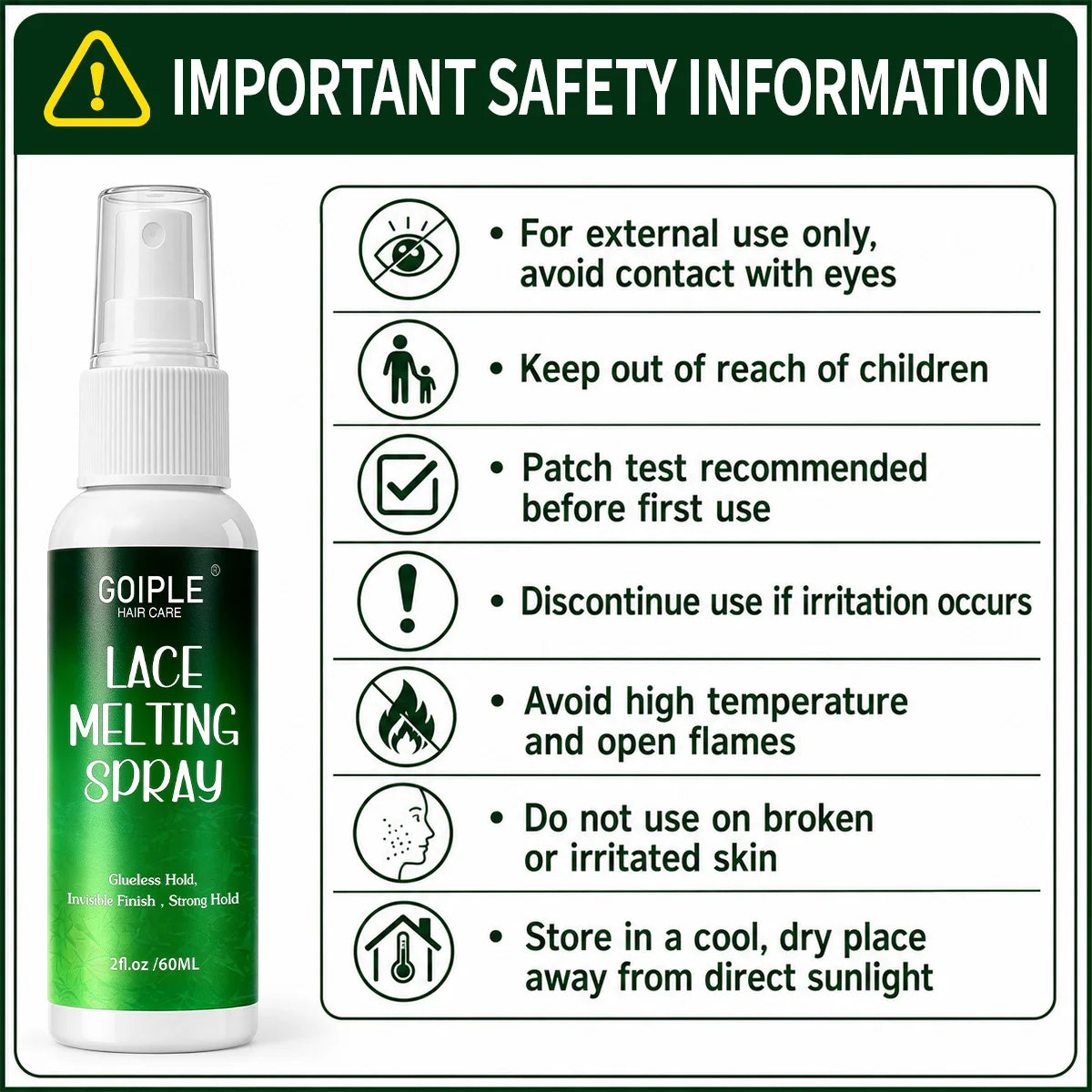 Goiple Lace Melting Spray Invisible Wig Adhesive and Hair Glue Mist