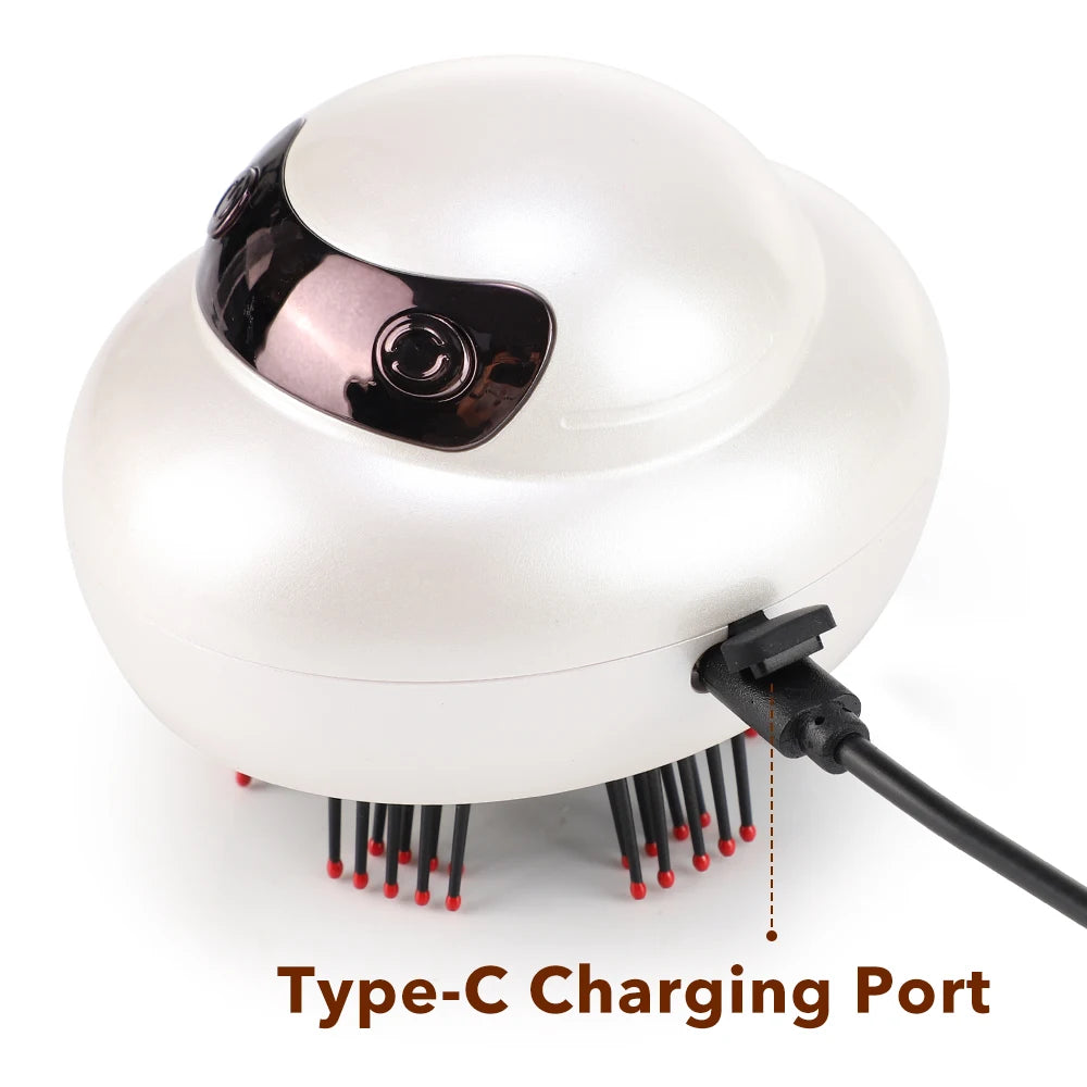Electric Scalp Massager and Hair Oil Applicator with LED Light Therapy