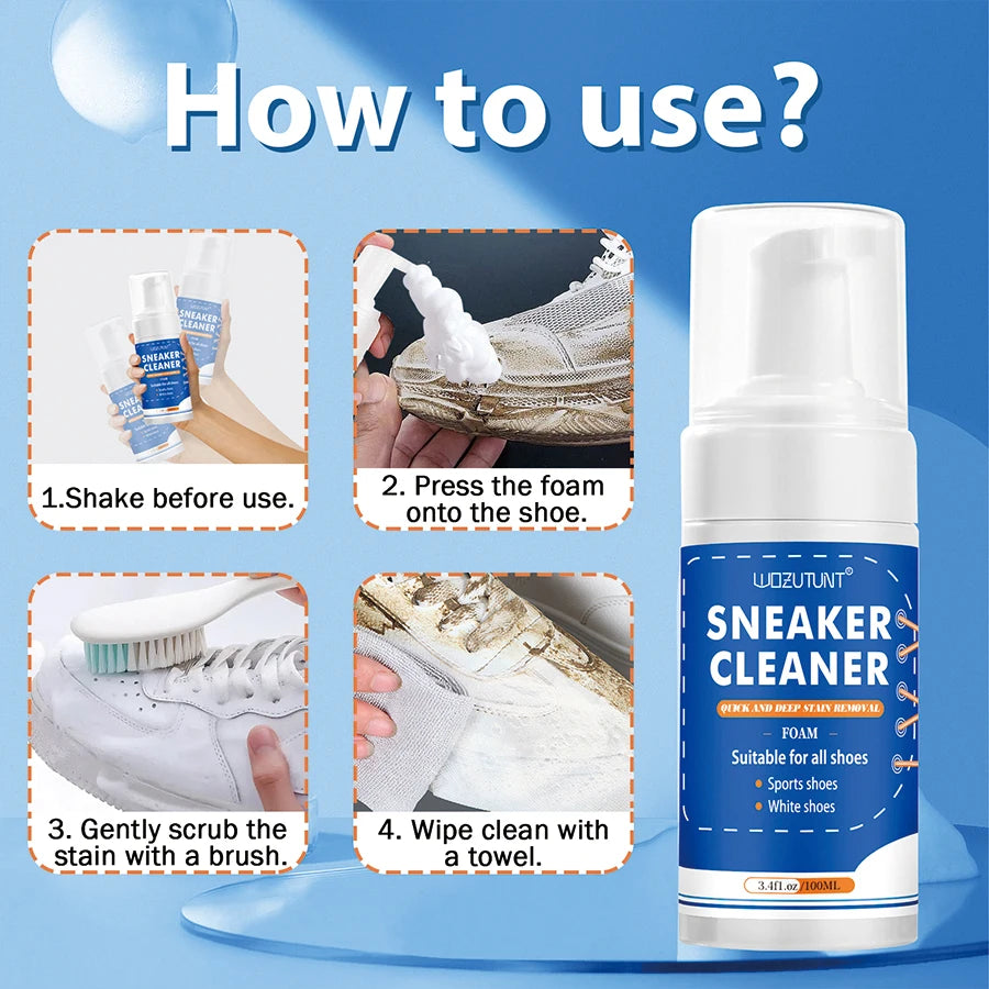 Sneaker Cleaner Kit Shoe Cleaning Foam Set for Canvas Leather and Suede