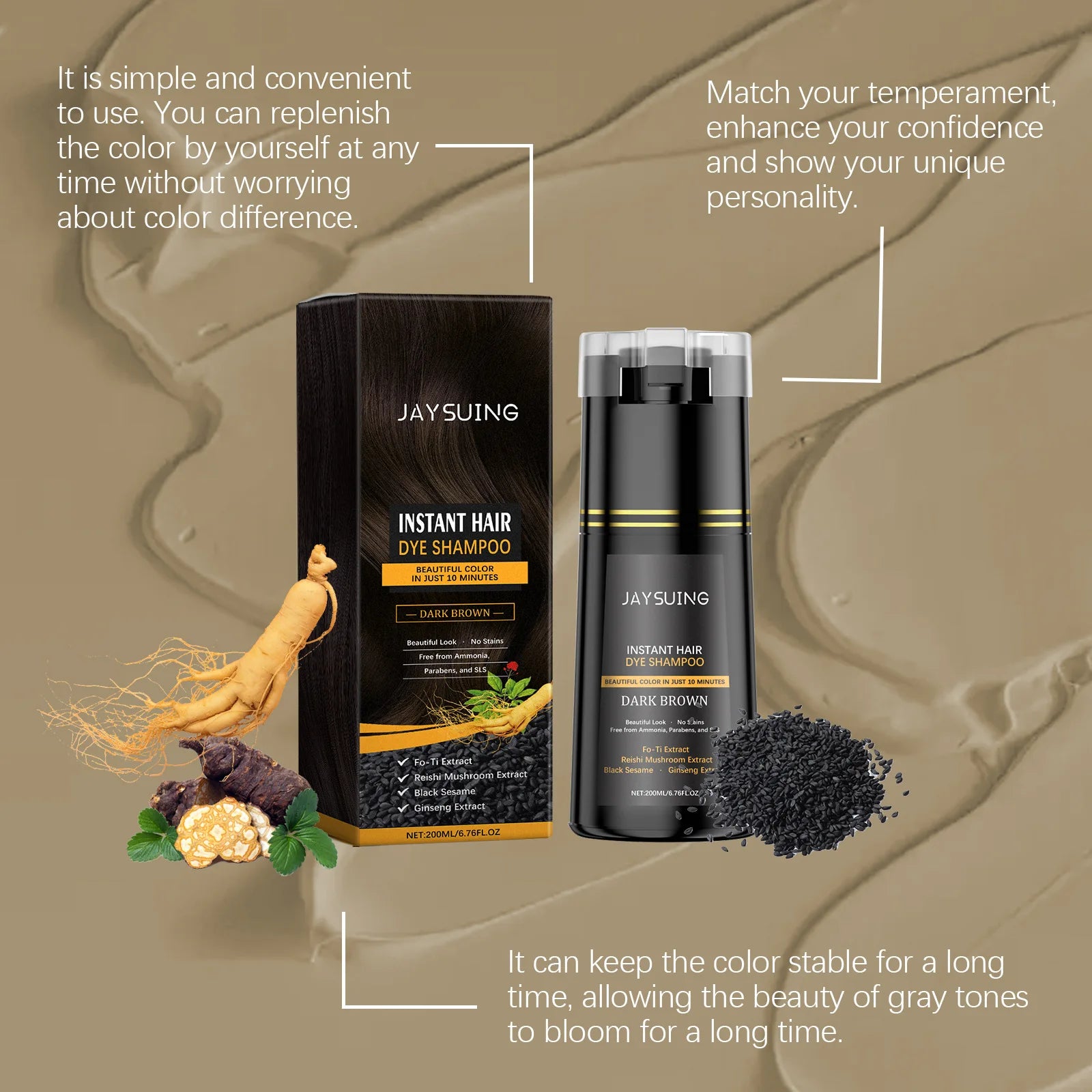 Polygonum Multiflorum 200ml Hair Dye Shampoo