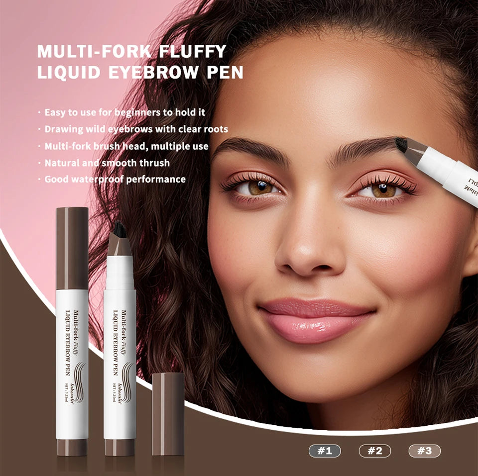 Multi-Fork Liquid Eyebrow Pen for Natural Microblading Effect