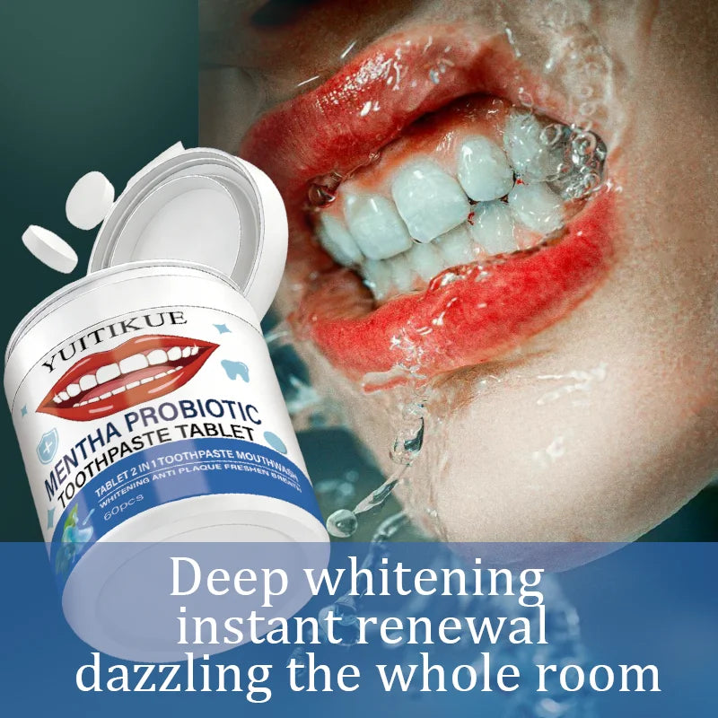 Yuitikue Probiotic Toothpaste Tablets 2-in-1 Teeth Whitening Mouthwash