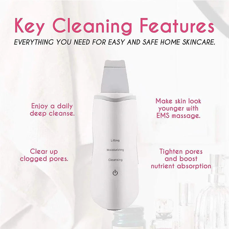 Ultrasonic Skin Scrubber Facial Pore Cleaner Blackhead Remover Device